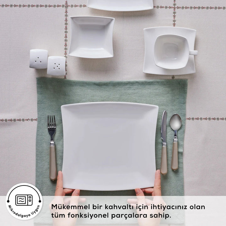 Karaca Perfect White Morgenmads Porcelænssæt - 32 dele 6 personer - Løven Home