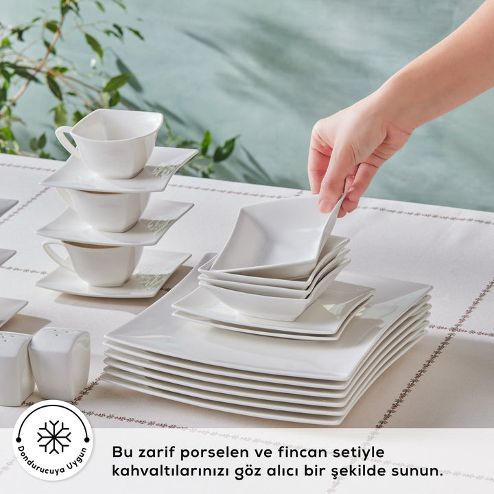 Karaca Perfect White Morgenmads Porcelænssæt - 32 dele 6 personer - Løven Home