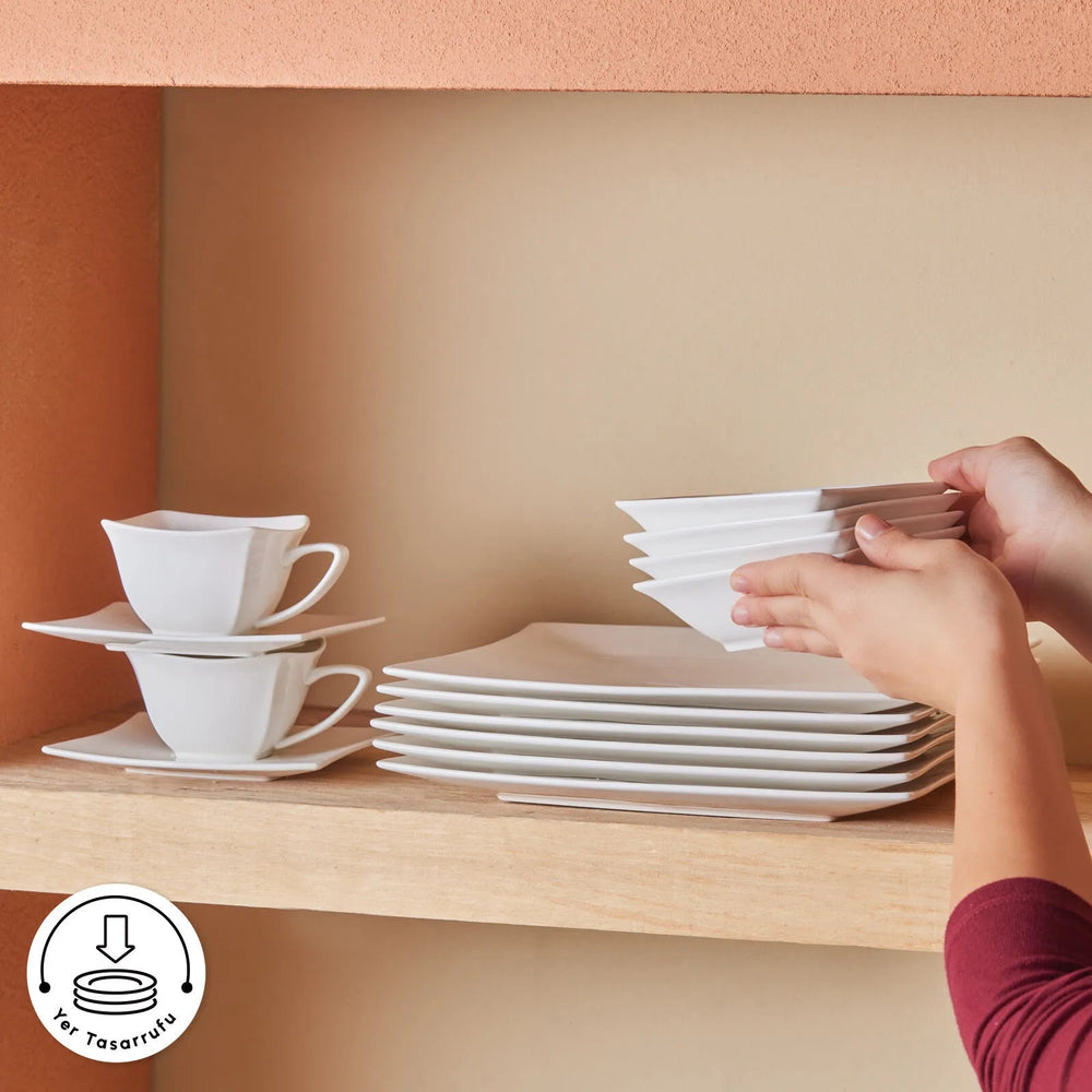 Karaca Perfect White Morgenmads Porcelænssæt - 32 dele 6 personer - Løven Home