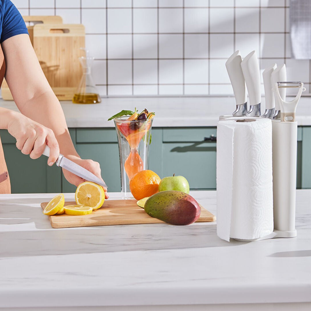 Karaca Performer Mega Force Knivsæt m/Servietholder – 7 dele – Råhvid - Løven Home