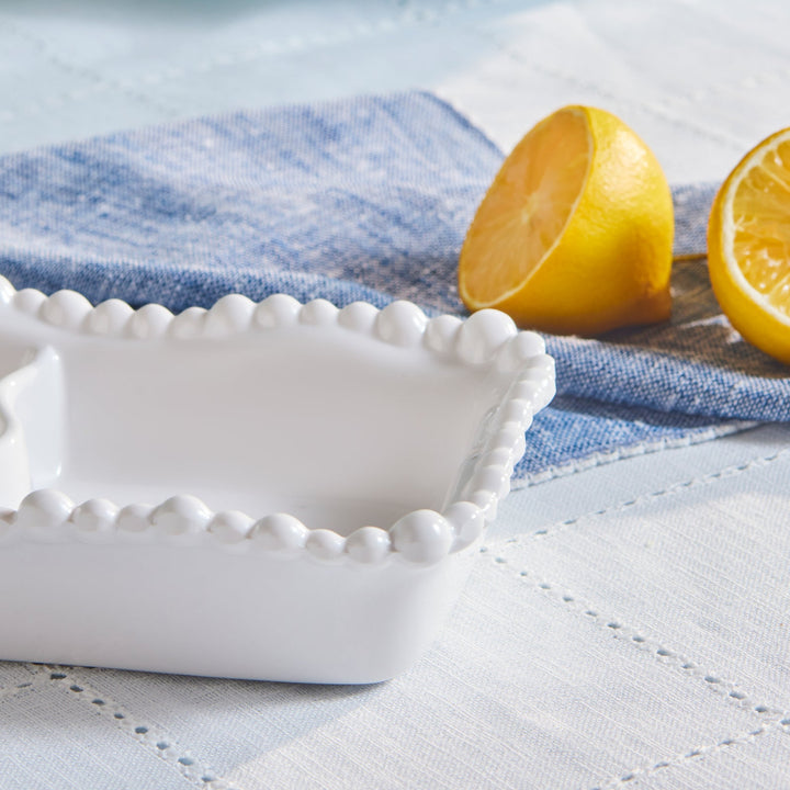 Karaca - Perla Melamin - Inddelt Nødde/Snackskål - Rektangulær - 23 cm - Hvid - Løven Home