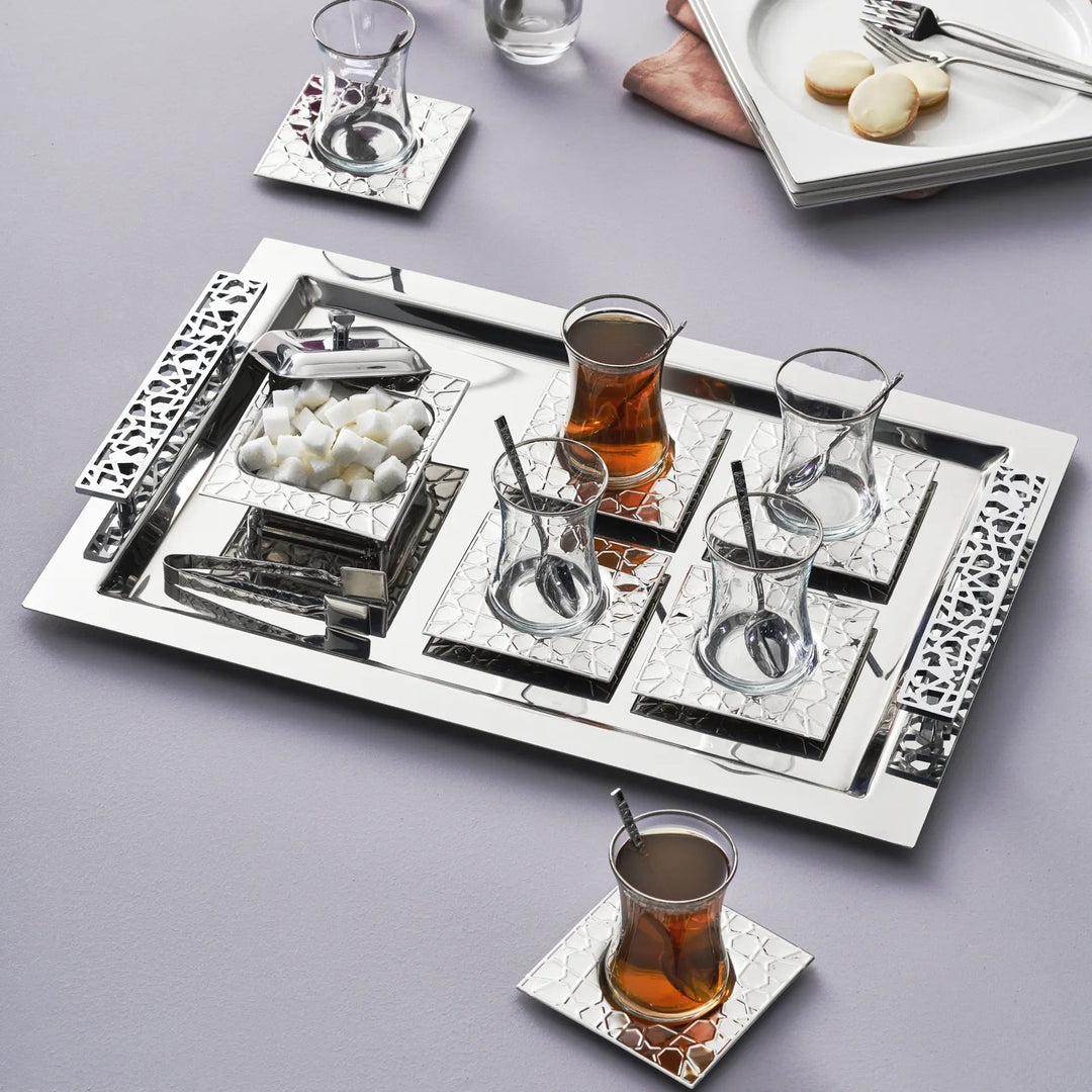 Karaca Petek Teglassæt Sølv - 12 Personer 40 Dele - Løven Home