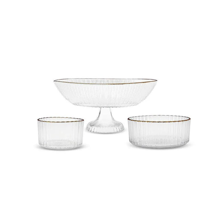 Karaca Pierre Glas Serveringsskålesæt 3 Dele | Guldkant - Løven Home