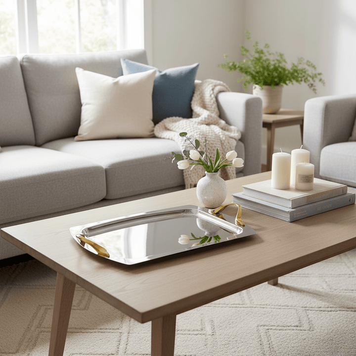 Karaca Plata Rektangulær Serveringsbakke i Rustfrit Stål - Løven Home