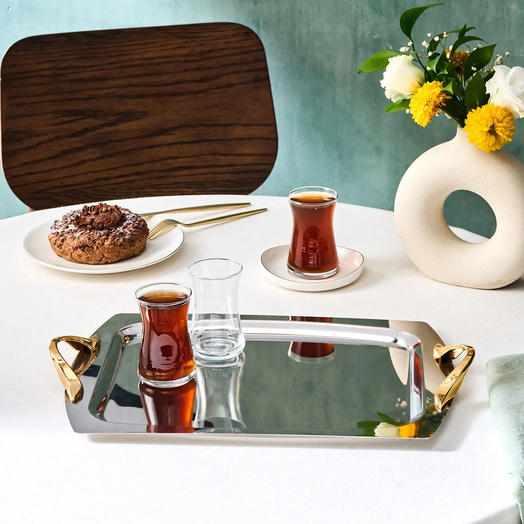 Karaca Plata Rektangulær Serveringsbakke i Rustfrit Stål - Løven Home