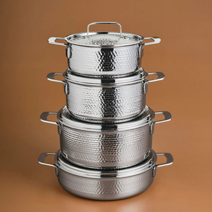Karaca Power Steel 316+ 3 - lags Voyager grydesæt – 8 dele – Rustfrit stål - Løven Home