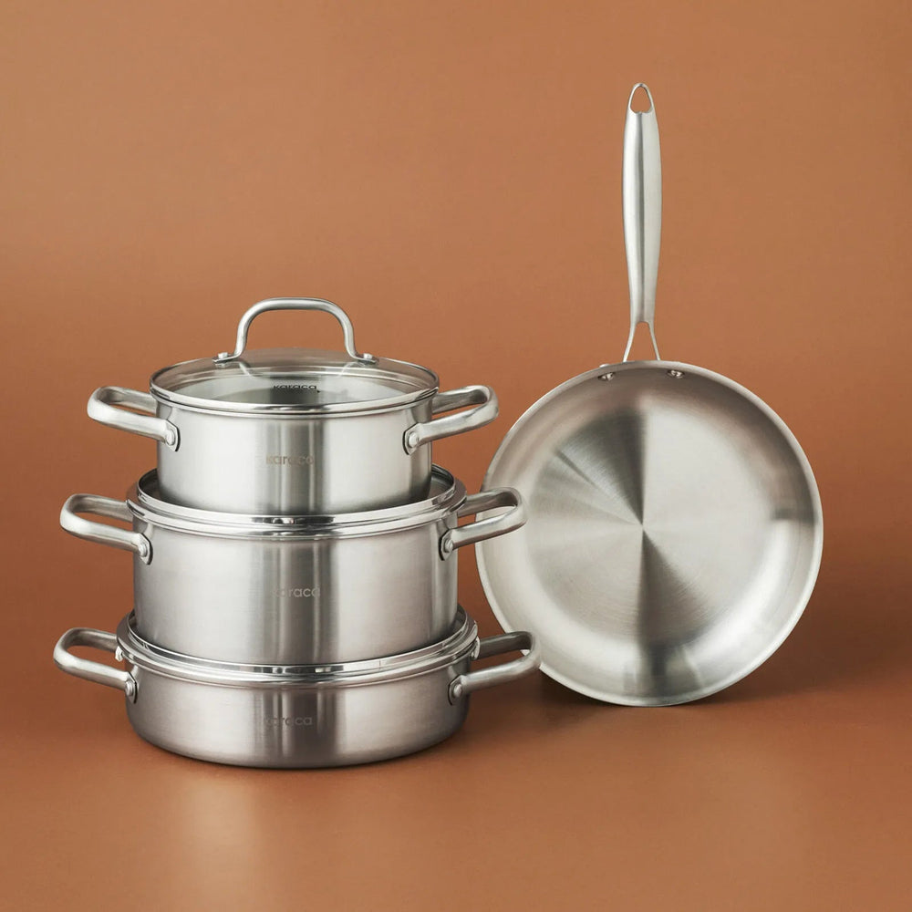 Karaca Power Steel 316+ 3Ply Akita Induktionsgryde - og Pandesæt – 7 Dele - Løven Home