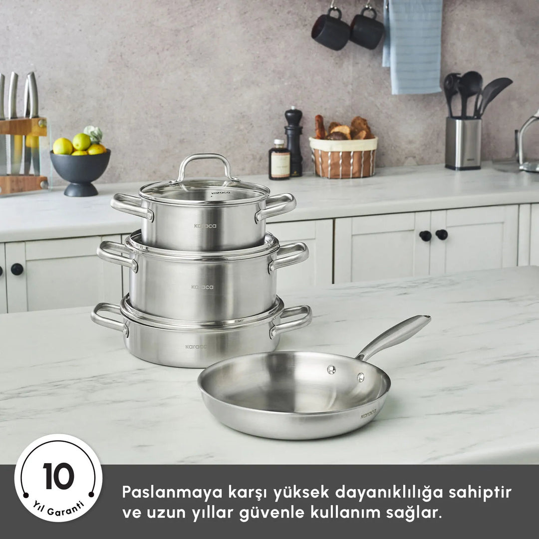 Karaca Power Steel 316+ 3Ply Akita Induktionsgryde - og Pandesæt – 7 Dele - Løven Home