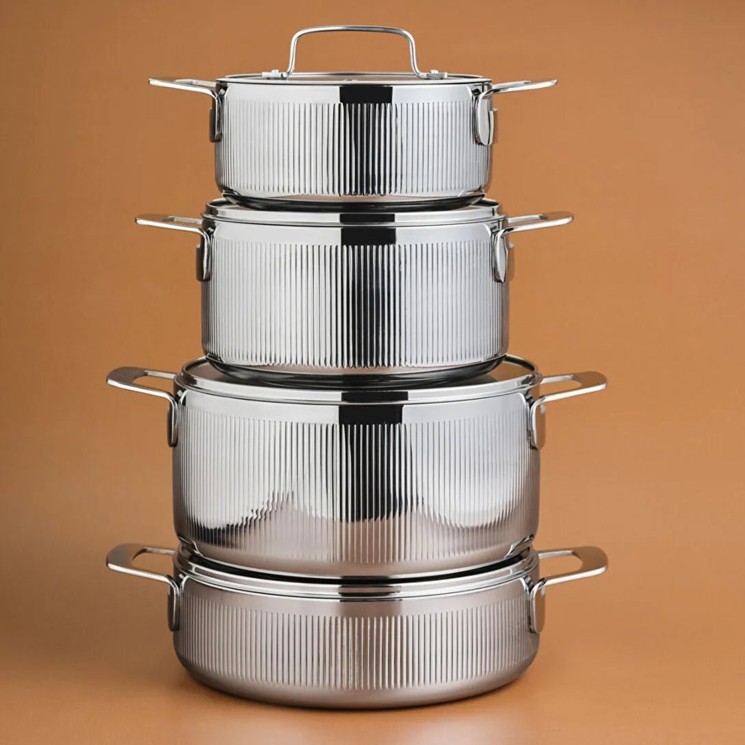 Karaca Power Steel 316+ Apollo grydesæt – 8 dele – Rustfrit stål - Løven Home