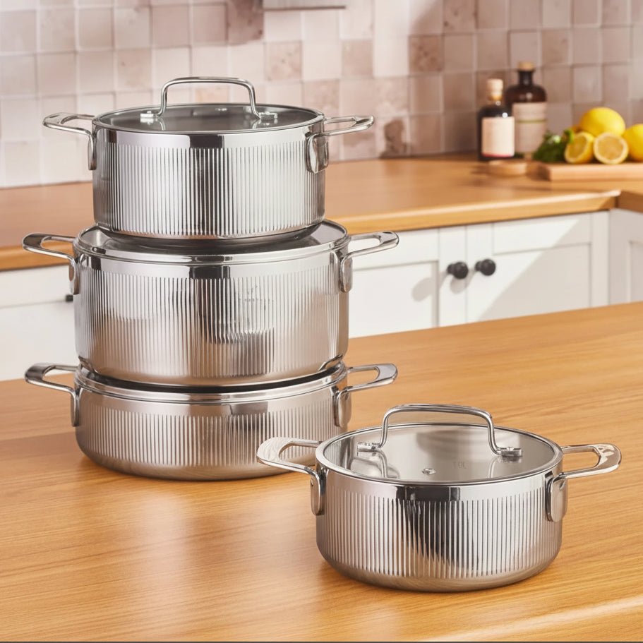 Karaca Power Steel 316+ Apollo grydesæt – 8 dele – Rustfrit stål - Løven Home