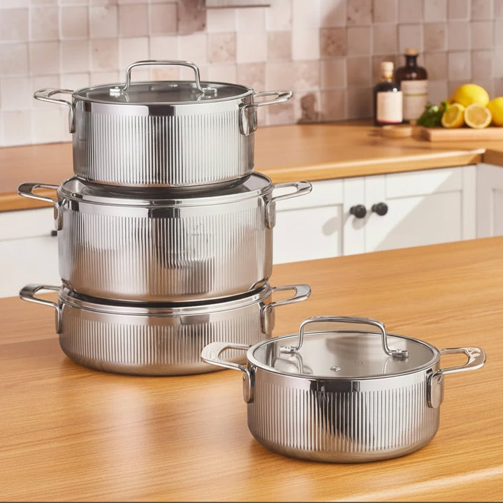 Karaca Power Steel 316+ Apollo grydesæt – 8 dele – Rustfrit stål - Løven Home
