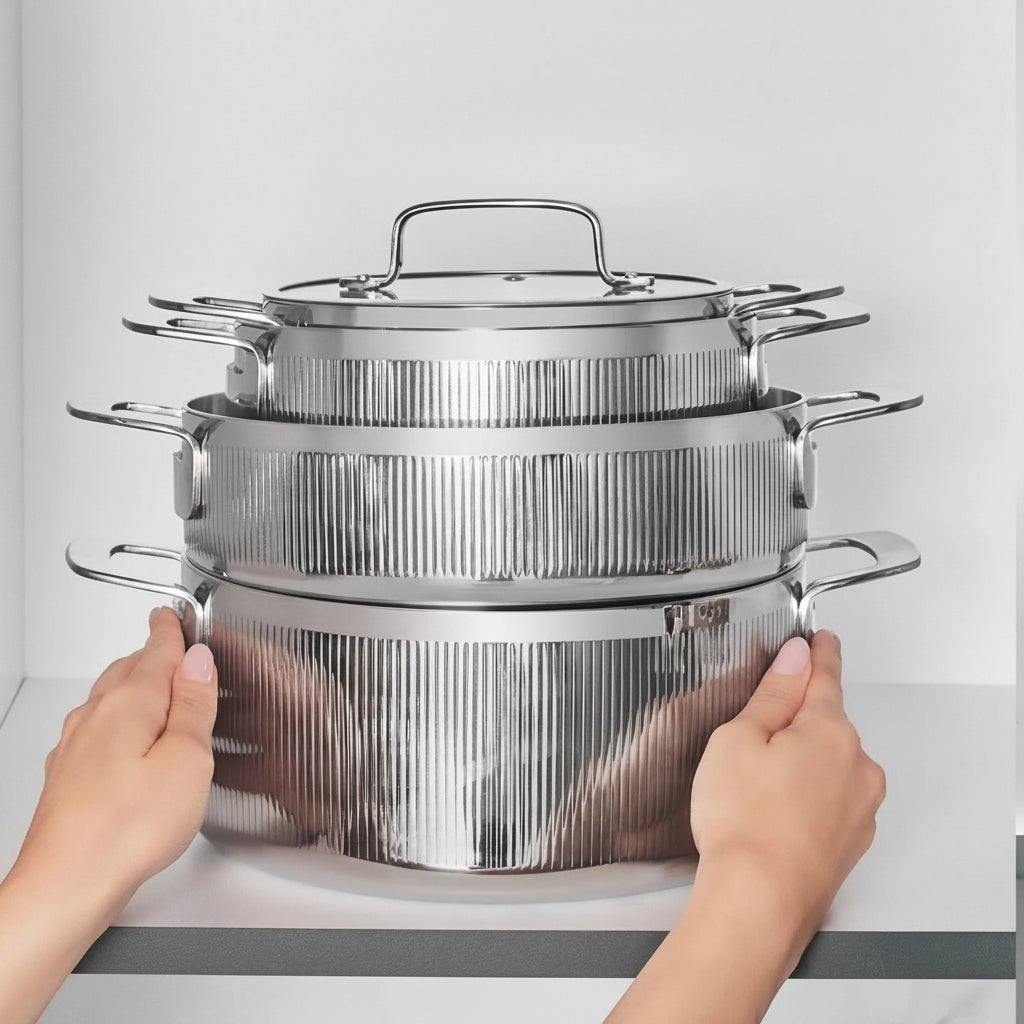 Karaca Power Steel 316+ Apollo grydesæt – 8 dele – Rustfrit stål - Løven Home