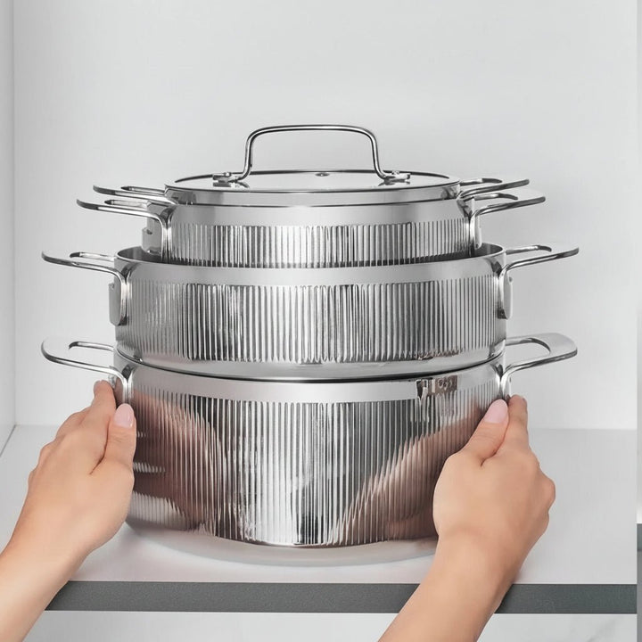 Karaca Power Steel 316+ Apollo grydesæt – 8 dele – Rustfrit stål - Løven Home