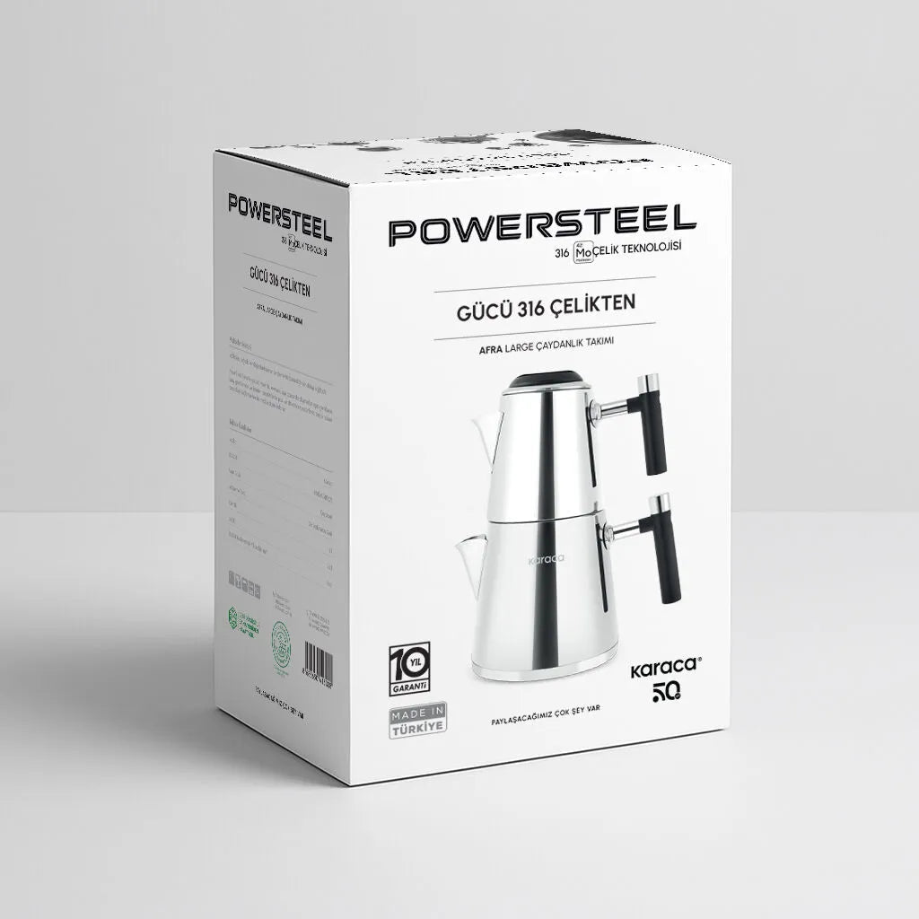 Karaca Powersteel 316+ Arigato Stål Large Tekandesæt - 3 Liter - Løven Home