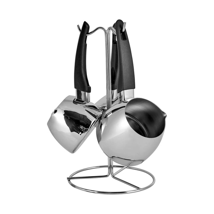 Karaca PowerSteel 316+ Tokyo Induktionskompatibelt Stål Kaffekandesæt (Cezve) - 4 Dele - Løven Home