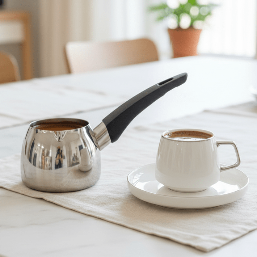 Karaca PowerSteel 316+ Tokyo Induktionskompatibelt Stål Kaffekandesæt (Cezve) - 4 Dele - Løven Home