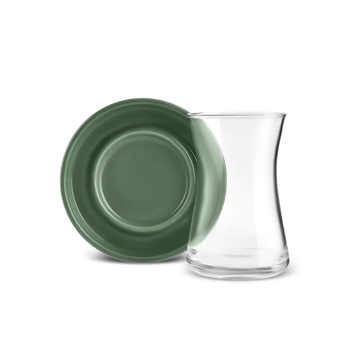 Karaca Prato Teglassæt m/Underkopper til 6 Personer 12 Dele - 170 ml - Grøn - Løven Home