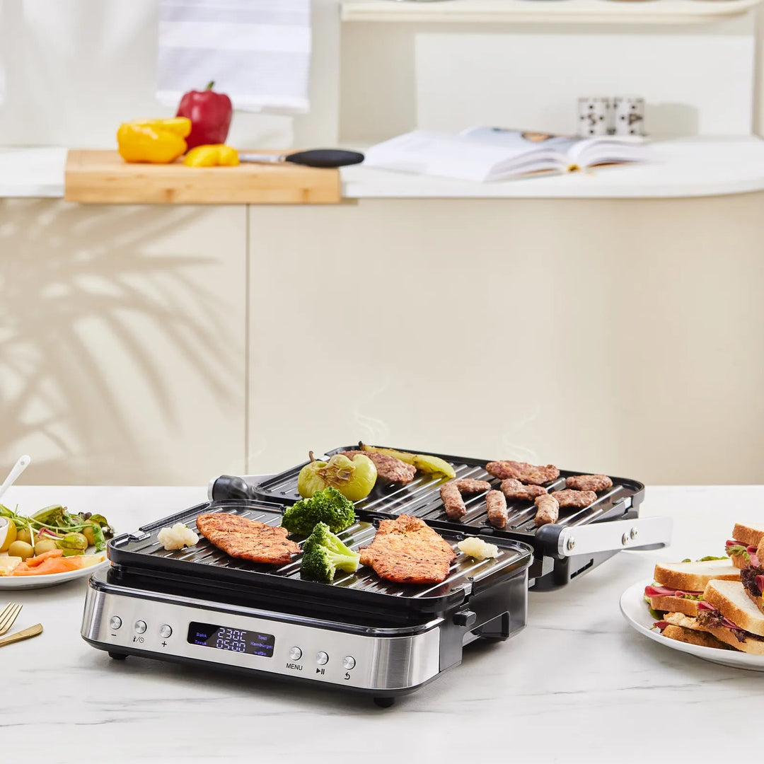 Karaca Presto 3 - i - 1 Digital Inox Bordgrill - /Toast - & Vaffelmaskine - 2000W - Løven Home