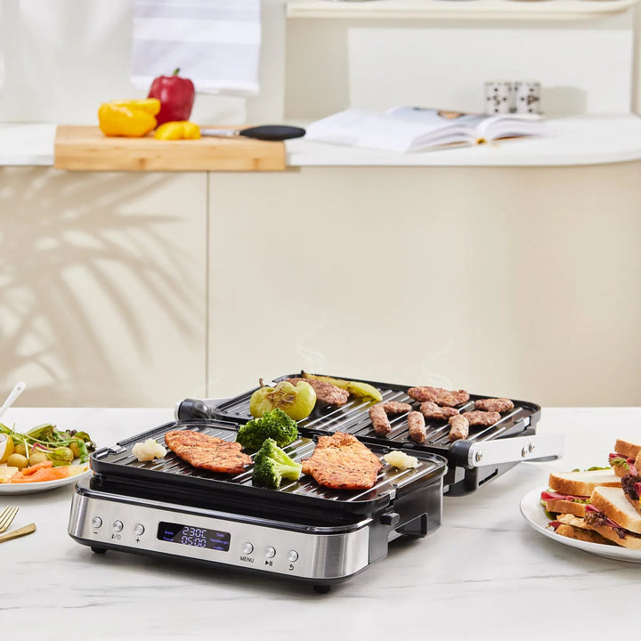 Karaca Presto 3 - i - 1 Digital Inox Bordgrill - /Toast - & Vaffelmaskine - 2000W - Løven Home