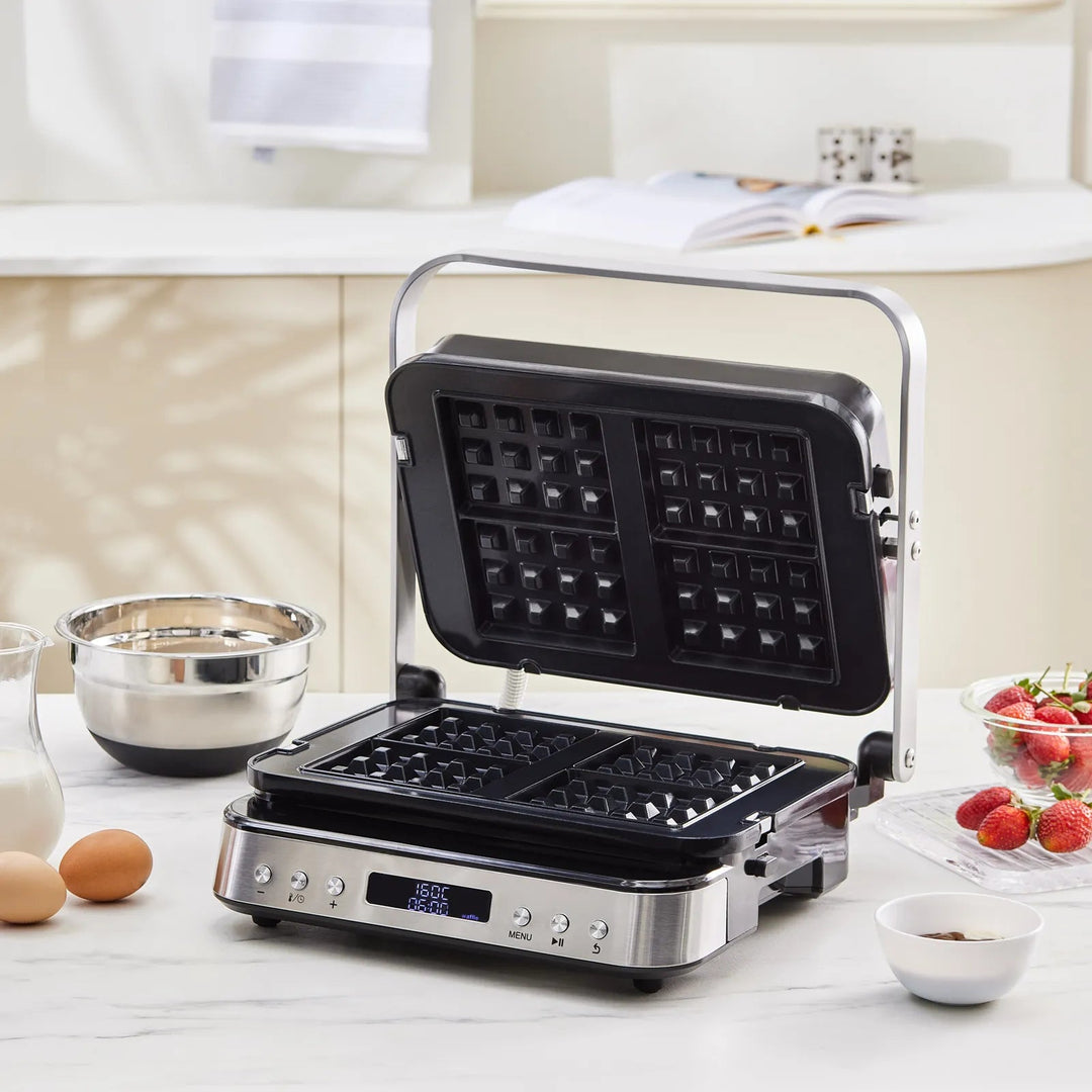 Karaca Presto 3 - i - 1 Digital Inox Bordgrill - /Toast - & Vaffelmaskine - 2000W - Løven Home