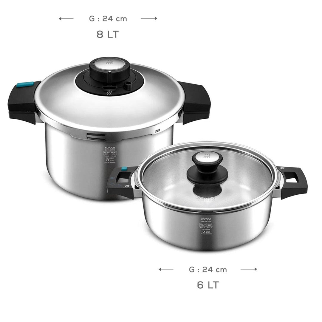 Karaca Quick & Safe Trykkoger Sæt med Induktionsbund 6+8 L - Løven Home