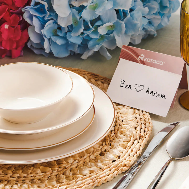 Karaca Rebeca Porcelænssæt Guldkant - 24 dele 6 personer - Løven Home