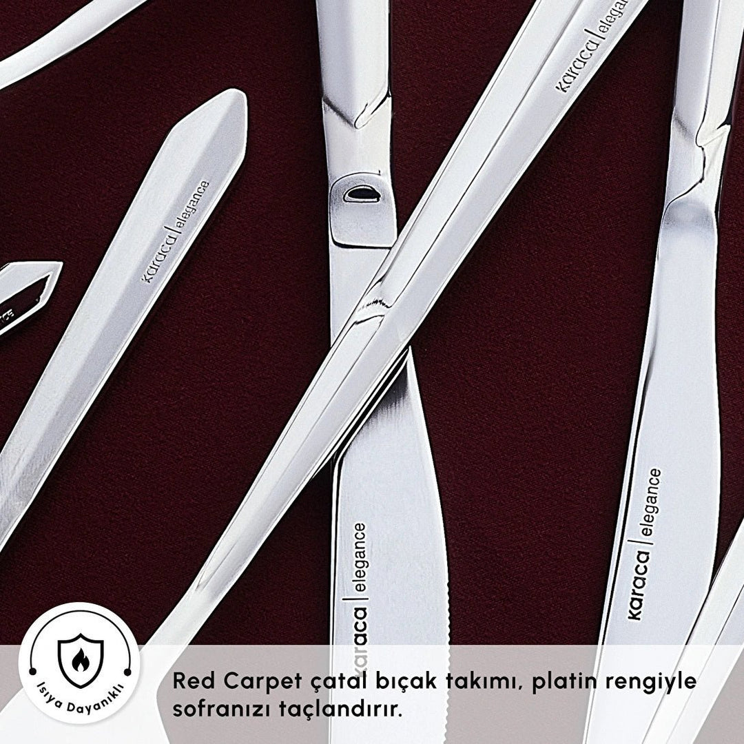 Karaca Red Carpet Collection Elegance New Diamond Platin – Bestiksæt i Platin - 12 Personer 84 dele - Løven Home