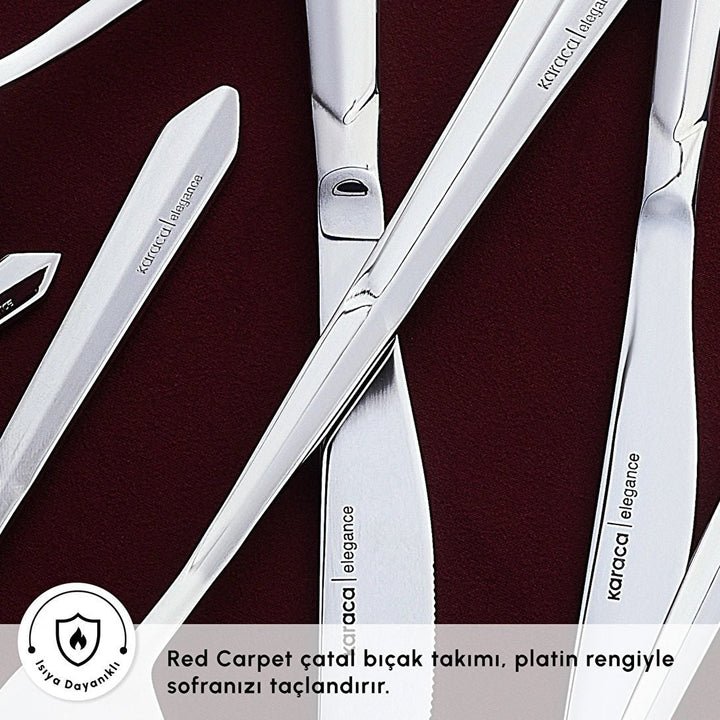 Karaca Red Carpet Collection Elegance New Diamond Platin – Bestiksæt i Platin - 12 Personer 84 dele - Løven Home