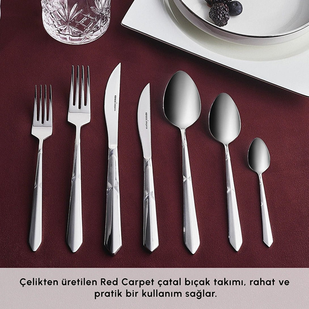 Karaca Red Carpet Collection Elegance New Diamond Platin – Bestiksæt i Platin - 12 Personer 84 dele - Løven Home