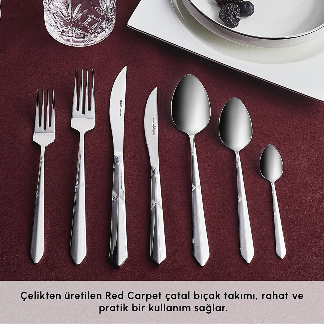 Karaca Red Carpet Collection Elegance New Diamond Platin – Bestiksæt i Platin - 12 Personer 84 dele - Løven Home