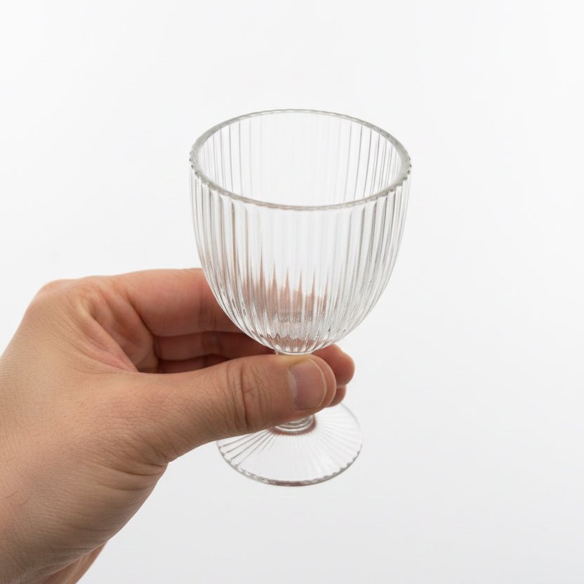 Karaca Rocco små vandglas på fod – 6 stk. – Sølvfarvet kant (60 ml) - Løven Home