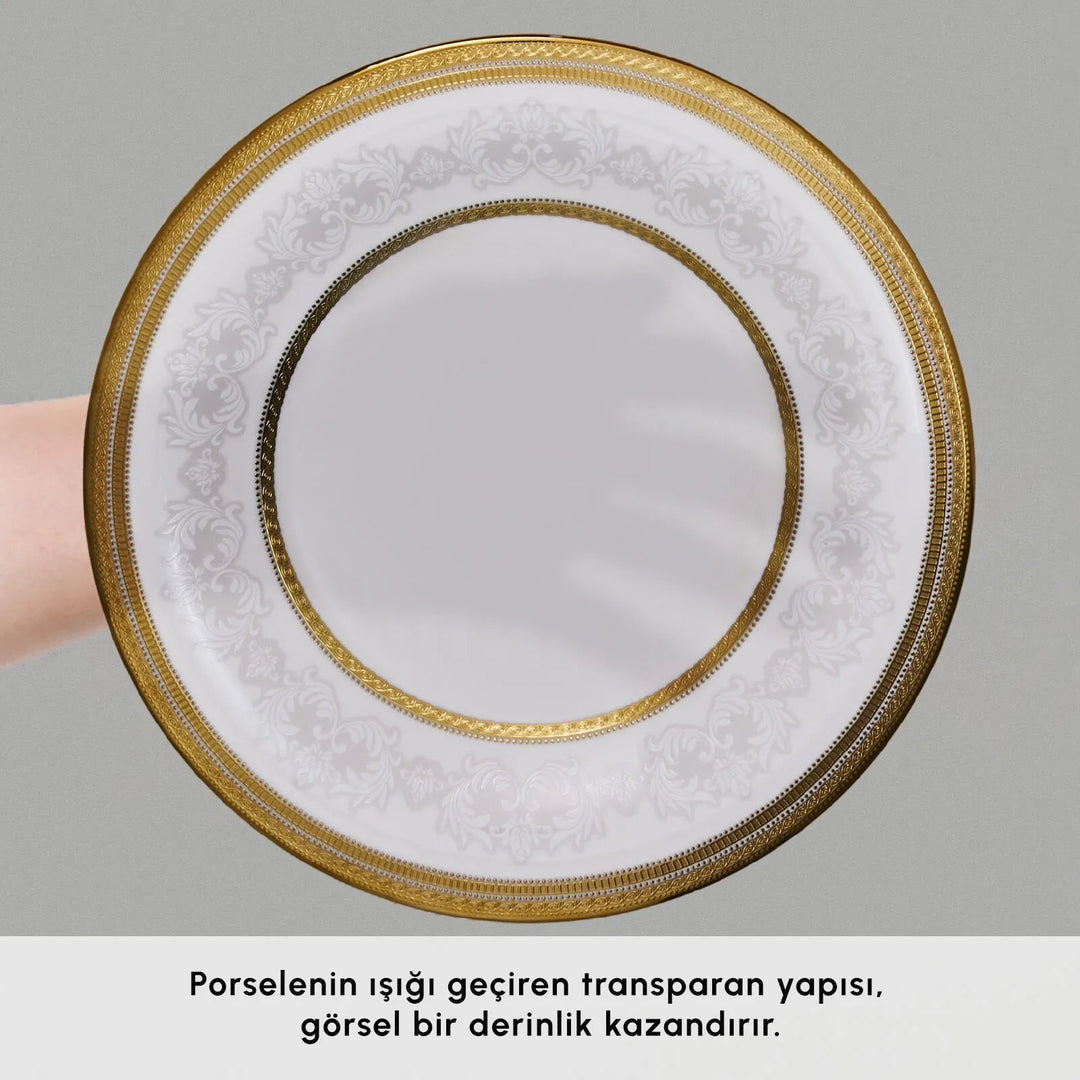Karaca Royal Bone Victoria - Gold - 55 Dele - 12 Personers Spisestel - Løven Home