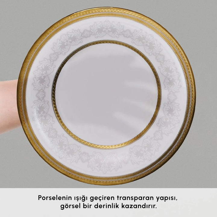 Karaca Royal Bone Victoria - Gold - 55 Dele - 12 Personers Spisestel - Løven Home