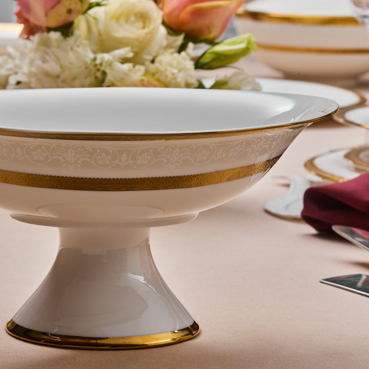 Karaca - Royal Bone Victoria - Serveringsfad på Fod – Guld - Løven Home