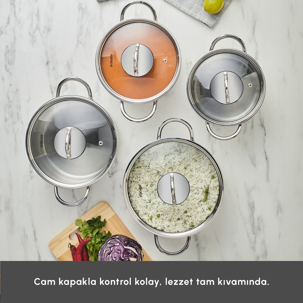 Karaca Sakura Powersteel 8 - delers 316+ Stål Tencere Set - Løven Home
