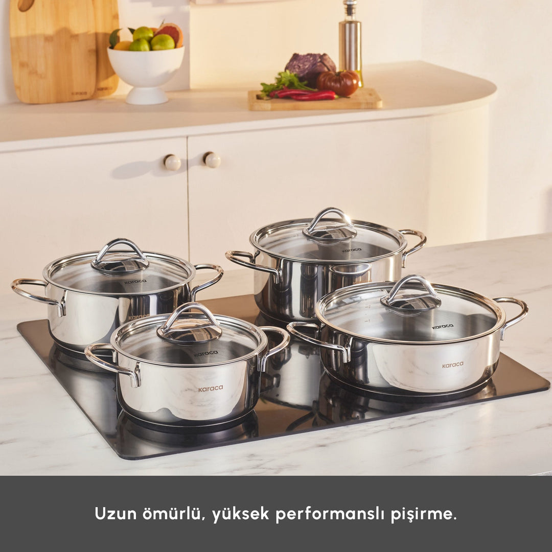 Karaca Sakura Powersteel 8 - delers 316+ Stål Tencere Set - Løven Home