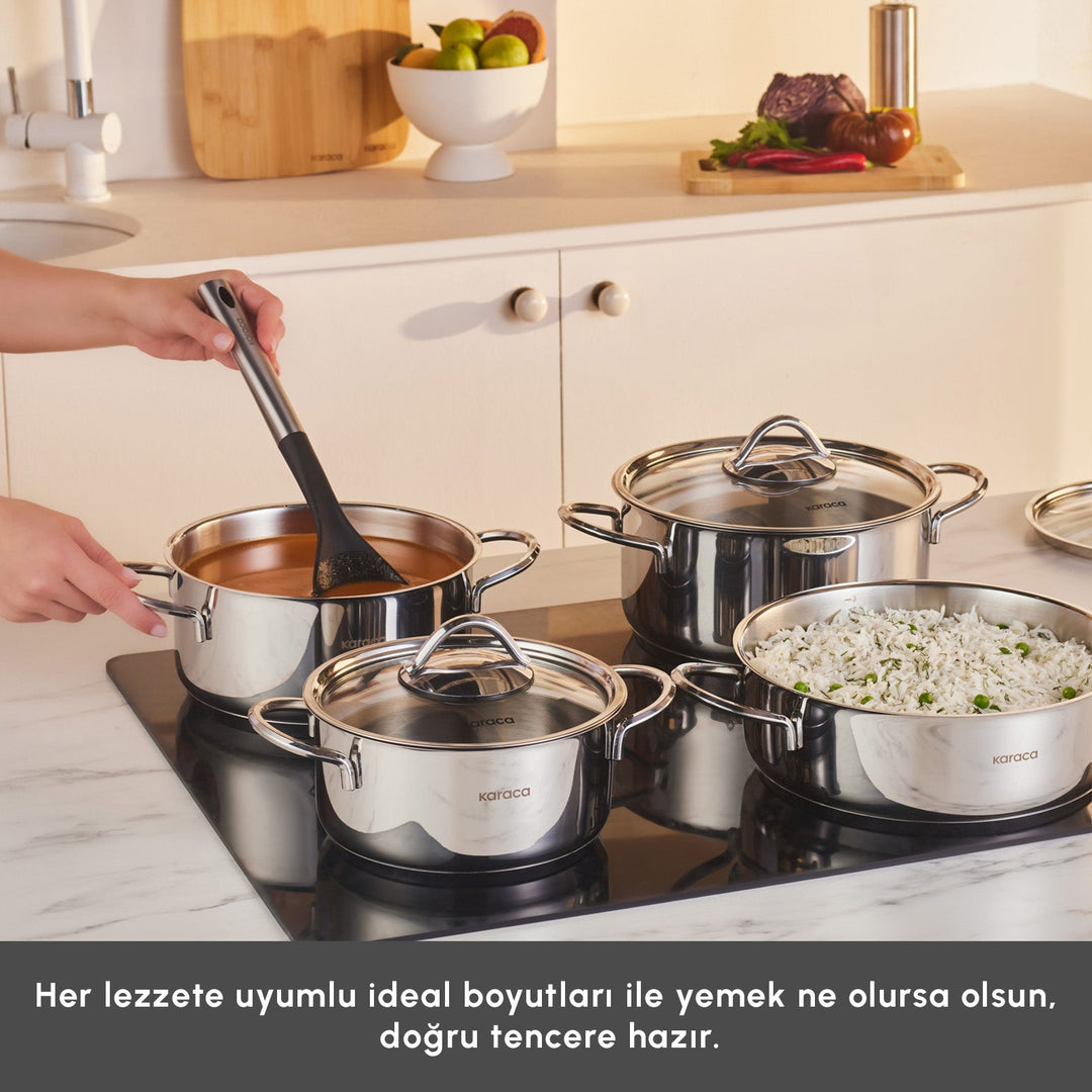 Karaca Sakura Powersteel 8 - delers 316+ Stål Tencere Set - Løven Home