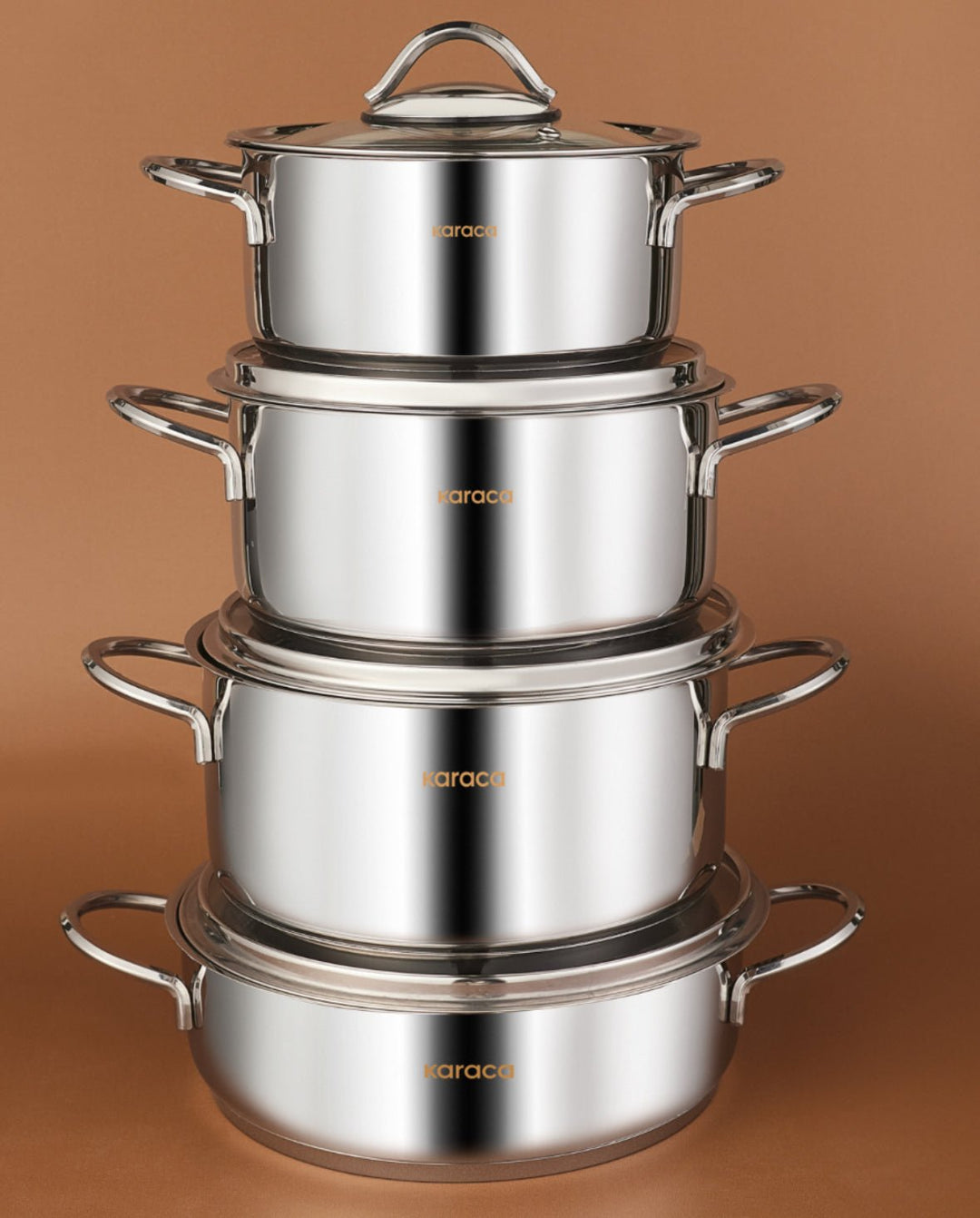 Karaca Sakura Powersteel 8 - delers 316+ Stål Tencere Set - Løven Home