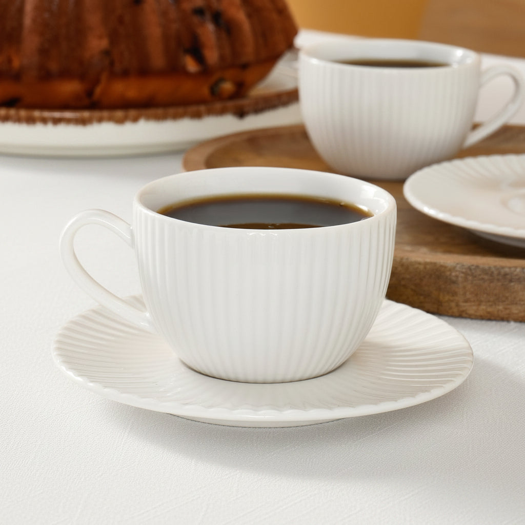 Karaca Seashell porcelæn espressosæt til 2 pers. - 4 dele - Råhvid - Løven Home