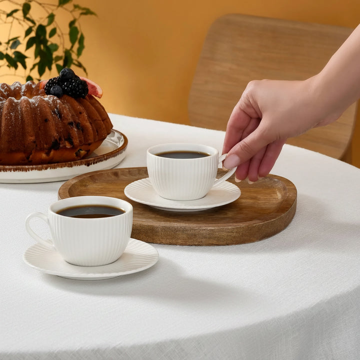 Karaca Seashell porcelæn espressosæt til 2 pers. - 4 dele - Råhvid - Løven Home