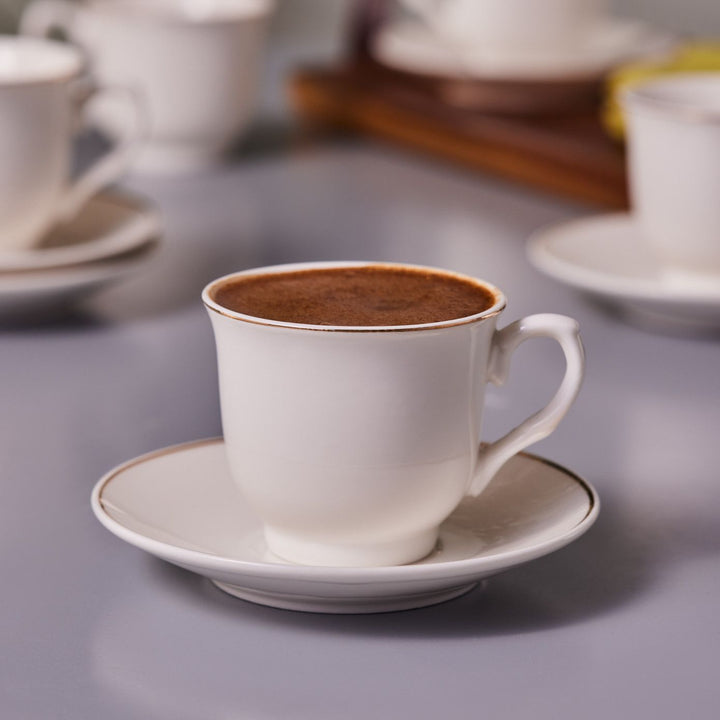 KARACA SERAF ESPRESSO KAFFESÆT 12 DELE, 90 ML, HVID/GULD - Løven Home