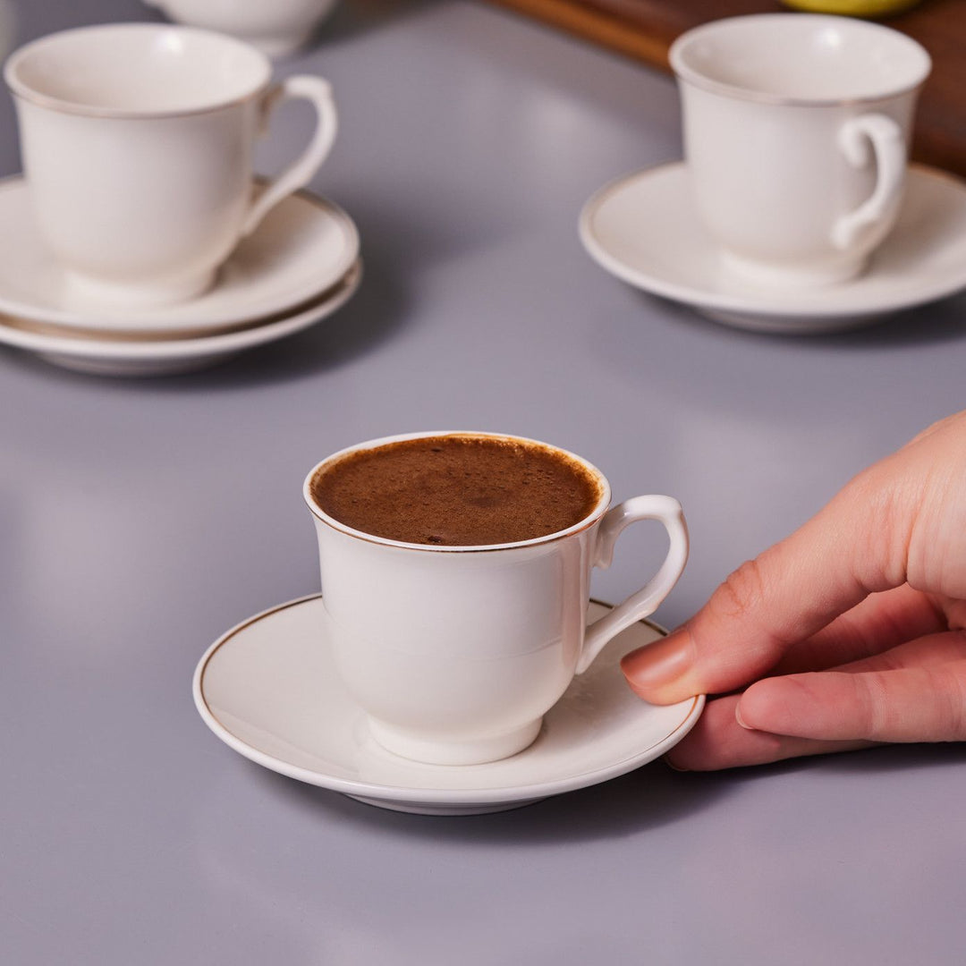 KARACA SERAF ESPRESSO KAFFESÆT 12 DELE, 90 ML, HVID/GULD - Løven Home