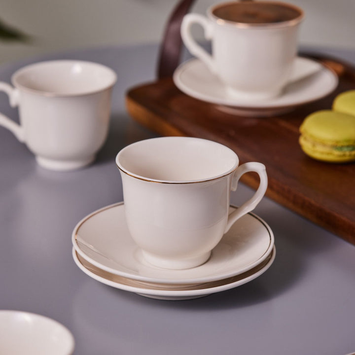 KARACA SERAF ESPRESSO KAFFESÆT 12 DELE, 90 ML, HVID/GULD - Løven Home