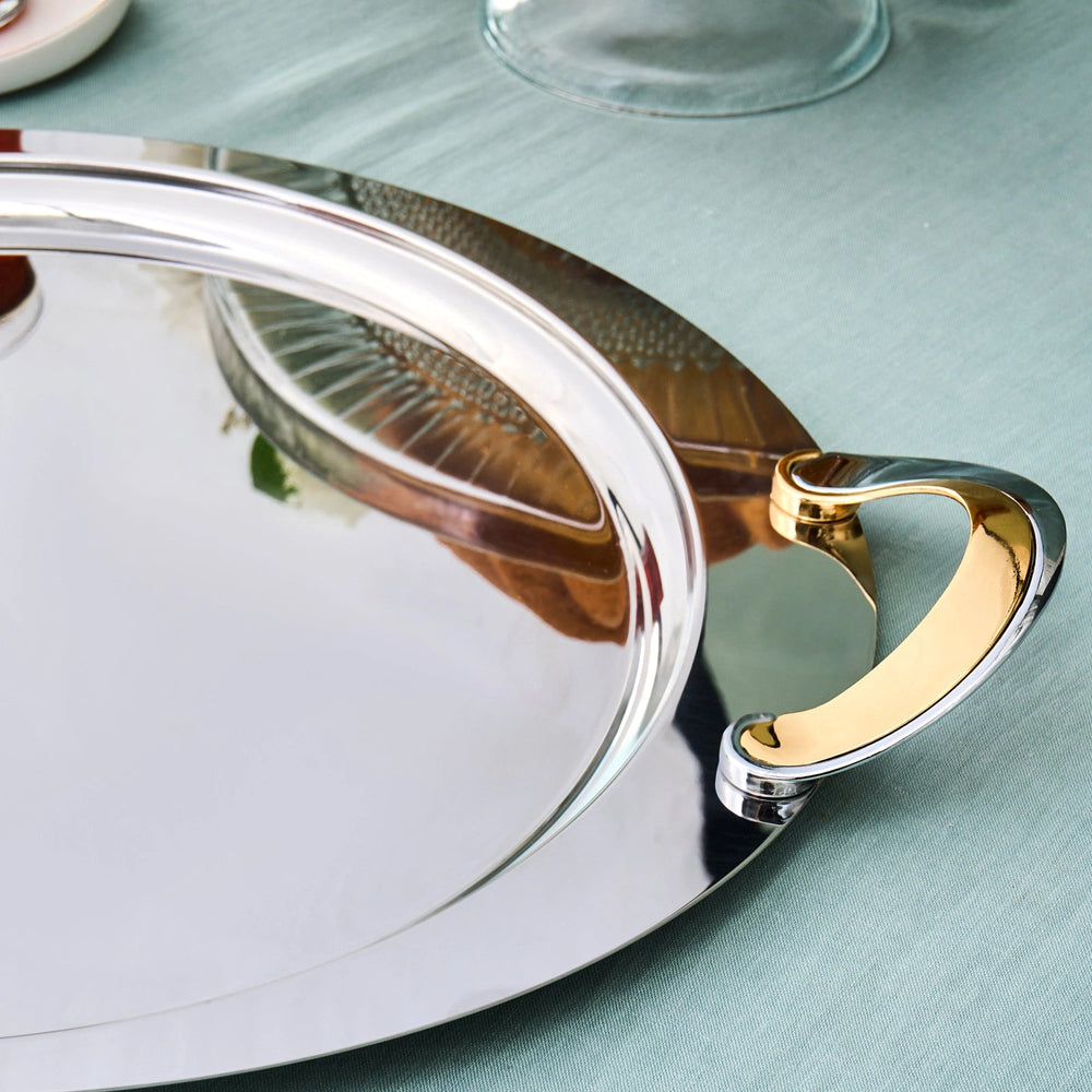 Karaca Serra Rund Serveringsbakke i Stål – 41 cm - Løven Home