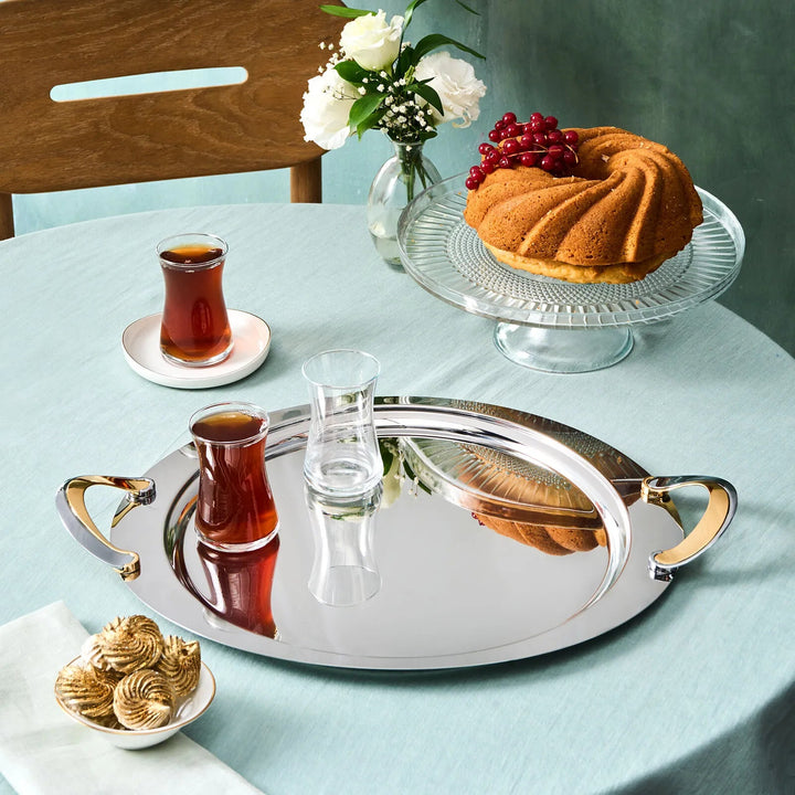 Karaca Serra Rund Serveringsbakke i Stål – 41 cm - Løven Home