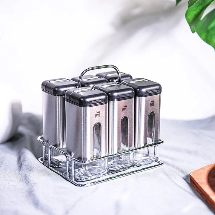 Karaca Shinex Inox Krydderisæt – 7 Dele - Rustfrit Stål & Glas - Løven Home