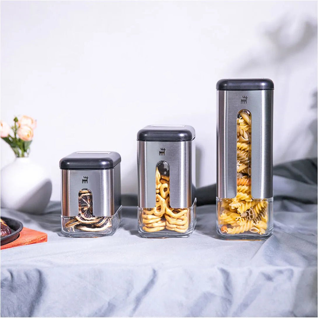 Karaca Shinex Inox Opbevaringssæt – 6 Dele i Glas & Rustfrit Stål - Løven Home