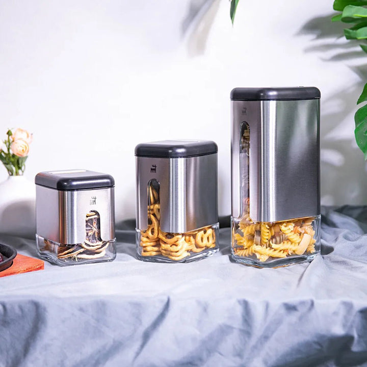 Karaca Shinex Inox Opbevaringssæt – 6 Dele i Glas & Rustfrit Stål - Løven Home