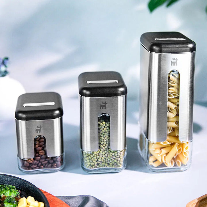 Karaca Shinex Inox Opbevaringssæt – 6 Dele i Glas & Rustfrit Stål - Løven Home