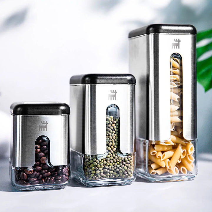 Karaca Shinex Inox Opbevaringssæt – 6 Dele i Glas & Rustfrit Stål - Løven Home